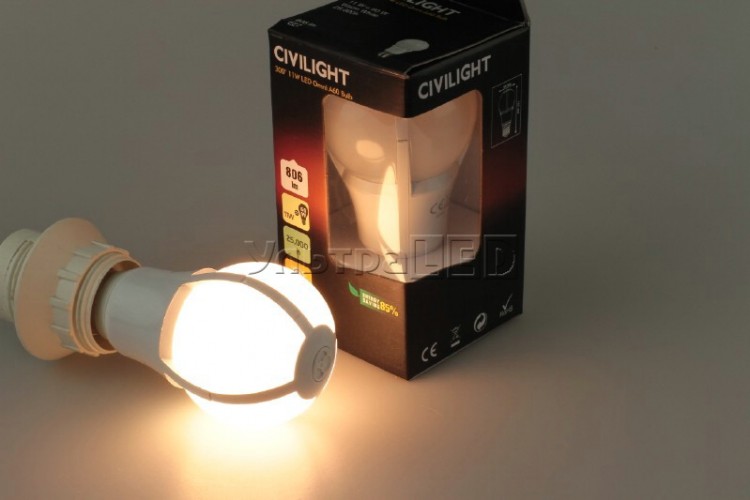 Лампа светодиодная CIVILIGHT E27-GLOBE 11W (warm white) (A60 K2F60T11)
