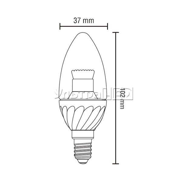Лампа светодиодная CIVILIGHT E14-CC-4W Clear candle Dimmable (warm white) (DC37 WP25T4)