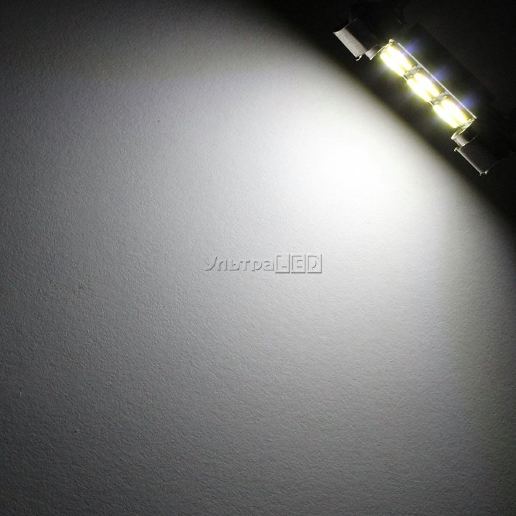 Лампа светодиодная освещения салона с ОБМАНКОЙ T10x36 9 SMD-5630-EF (white)