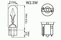 Лампа автомобильная W2.3W