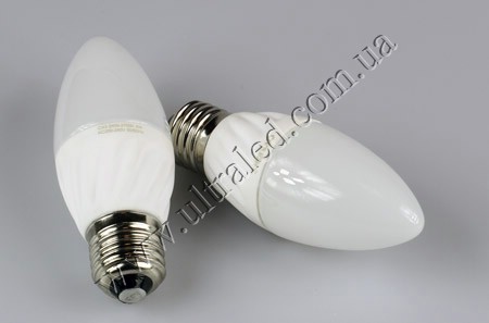 Лампа светодиодная E27-CV-4W candle (warm white)