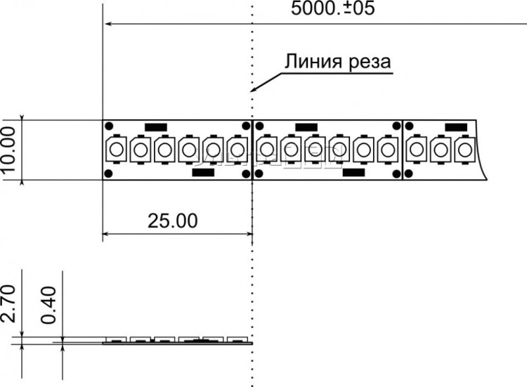Лента светодиодная HID8-WW, 240 светодиодов 3528 в метре (кратность резки 25мм.)