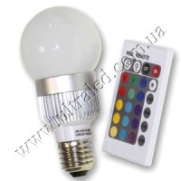 Лампа светодиодная E27-G60-5W (RGB)