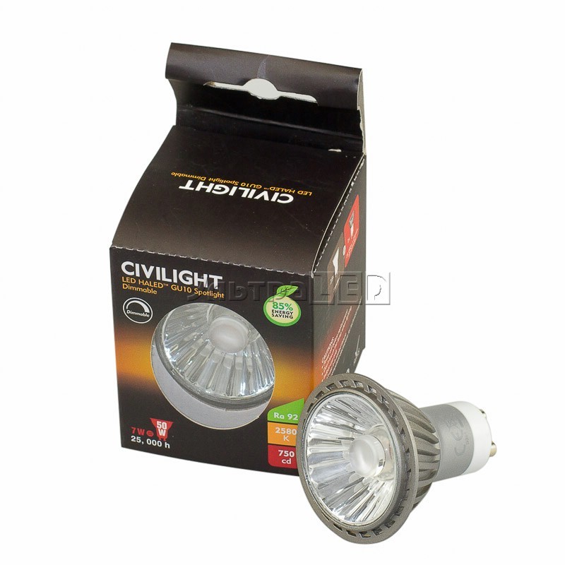 Лампа светодиодная CIVILIGHT GU10-7W-HLDM (warm white)