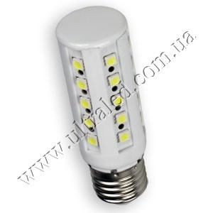Лампа светодиодная E27-30SMD-5050 (white) Применяемость: внутреннее освещение Световой поток: 325 Люмен Цвет свечения: белый холодный Тип лампы (код): Е27