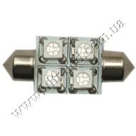 Лампа светодиодная освещения салона T10x36 4 SMD (green)