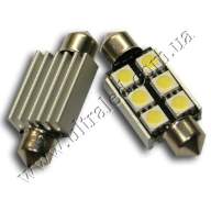 Лампа светодиодная освещения салона с ОБМАНКОЙ T10x39 6 SMD-EF (white)
