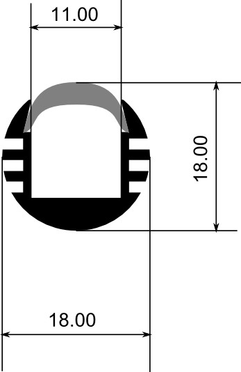 Профиль алюминиевый для светодиодных лент №5 круглый ф.18x1000мм