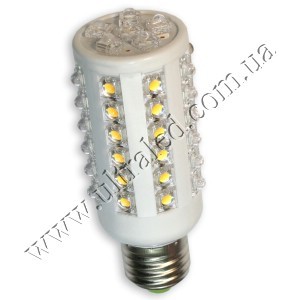 Лампа светодиодная E27-54SF-650 (warm white) Применяемость: внутреннее освещение Световой поток: 650 Люмен Цвет свечения: белый теплый Тип цоколя : Е27  Заменяет лампу накаливания 75вт