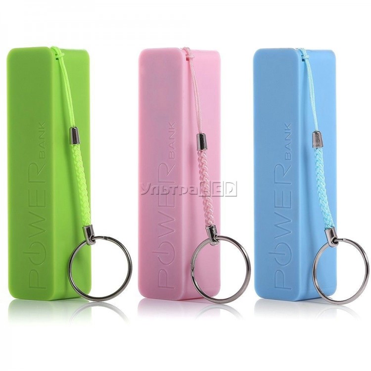 USB мобильное зарядное устройство-брелок,  18650 1A, 1 аккумулятор Samsung 2600mAh (павербанк)