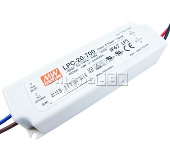 Драйвер светодиода влагозащитный MEAN WELL LPC-20-700 можно подключить от 3-x до 8-и белых светодиодов 3 ватта.
