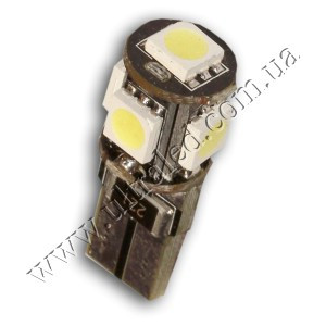 Лампа світлодіодна передніх габаритів з ОБМАНКОЮ T10-5SMD-EF (white)