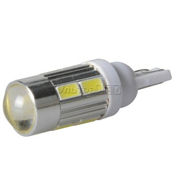 Лампа светодиодная передних габаритов T10-10SMD-5630 (white) Цена указана за: шт. Применяемость: передний габарит Световой поток: 250 Люмен Цвет свечения: белый холодный Тип лампы (код): W5W (2825)