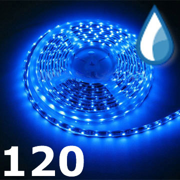 Світлодіодна стрічка RISHANG LED SMD 3528, 120шт/м, IP67 (IP68), синій