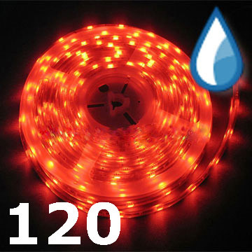 Світлодіодна стрічка RISHANG LED SMD 3528, 120шт/м, IP67 (IP68), червоний