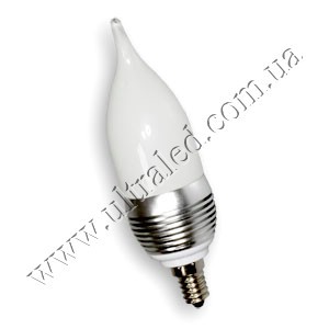 Лампа светодиодная E14-3W candle (warm white) Применяемость: внутреннее освещение Световой поток: 180 Люмен Цвет свечения: белый теплый Тип лампы (код): Е14