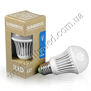 Лампа светодиодная SUNBRIDGE E27-TGS60 10W Применяемость: внутреннее освещение Световой поток: 900 Люмен Цвет свечения: белый Тип лампы (код): Е27  Заменяет  -лампу накаливания мощностью 100 ватт;  -энергосберегающую лампу мощностью 22 ватта;