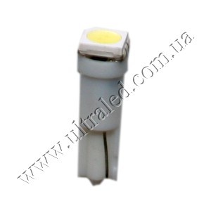 Лампа светодиодная подсветки приборной панели T5-1SMD (white) Применяемость: подсветка приборов
													Световой поток: 20 Люмен
													Цвет свечения: белый
													Тип лампы (код): W2.3W (2723)