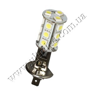 Лампа светодиодная в ПТФ H1-18SMD (white) Применяемость: передний ПТФ Световой поток: 85 Люмен Цвет свечения: белый Тип лампы (код): H1 (64150)  