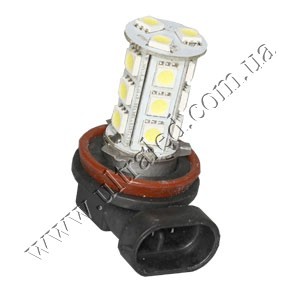 Лампа светодиодная в ПТФ H8-18SMD (white) Применяемость: передний ПТФ Световой поток: 85 Люмен Цвет свечения: белый Тип лампы (код): H8 (64212)  